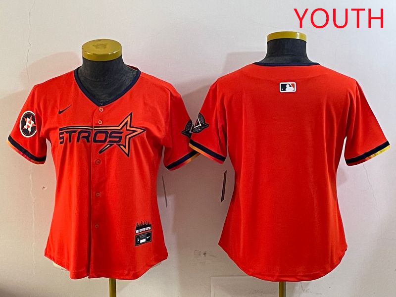 Youth Houston Astros Blank Orange Three generations Joint Name 2025 Nike MLB Jersey style 3